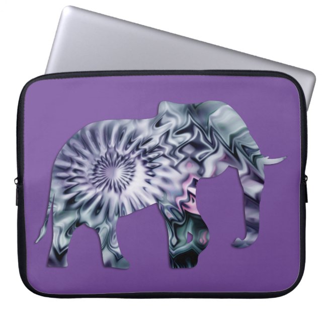Capa Para Notebook Bem-Estar Animal - Silhueta Elefante Fractal 2 (Frente)
