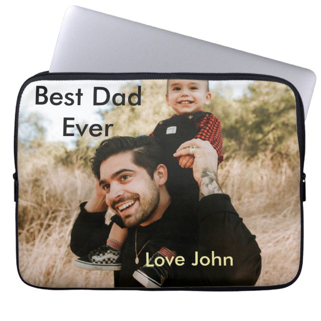 Capa Para Notebook Best dad ever father's dad gift photo name simple  (Frente)