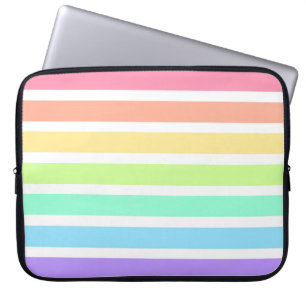 Capa Para Notebook Bibblegum arco-íris e listras brancas
