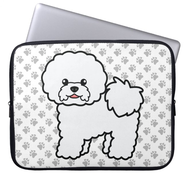 Capa Para Notebook Bichon Frise Cachorro de Desenho Animado Fofo & Pa (Frente)