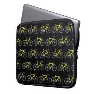 Capa Para Notebook Bicicleta Amarela Sobre Preto