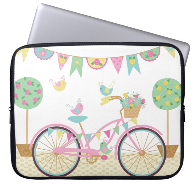Capa Para Notebook Bicicleta Cor-de-Rosa (Frente)