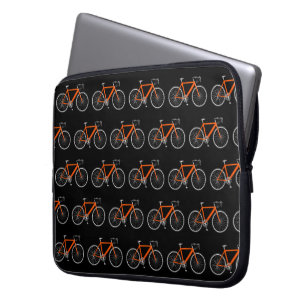 Capa Para Notebook Bicicleta Laranja Em Preto
