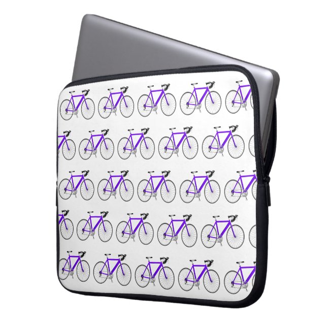 Capa Para Notebook Bicicleta Roxa Sobre Branco (Frente Esquerda)