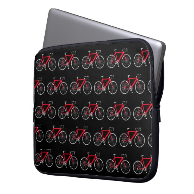 Capa Para Notebook Bicicleta Vermelha Sobre Preto (Frente Esquerda)