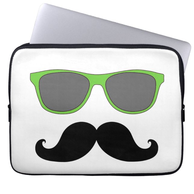 Capa Para Notebook Bigode engraçado, a bolsa de laptop verde dos (Frente)