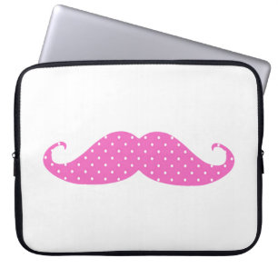 Capa Para Notebook Bigode feminino engraçado das bolinhas do rosa