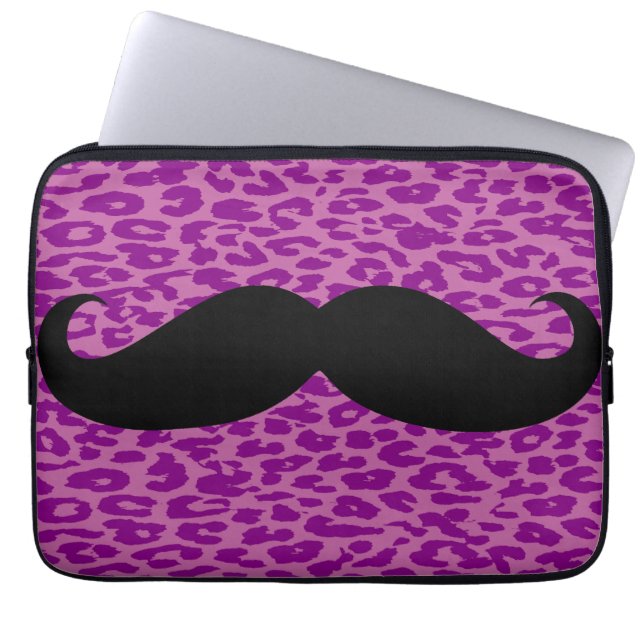 Capa Para Notebook Bigode Negro na Impressão Leopardo (Frente)