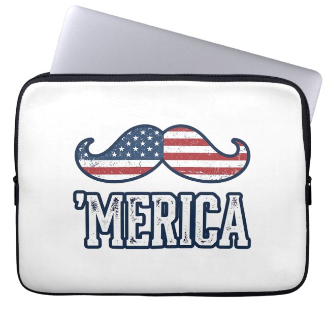 Capa Para Notebook Bigode Patriótico América Angustiado Desenho Vetor (Frente)