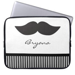 Capa Para Notebook Bigode Preto com Banho-Branco Bolsa de laptop