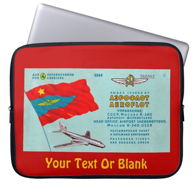 Capa Para Notebook Bilhete de Passageiros Aeroflot (Frente)