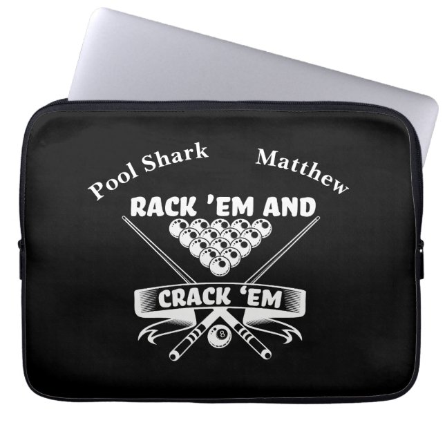 Capa Para Notebook Billiards Motto Com Cues E Bolas (Frente)