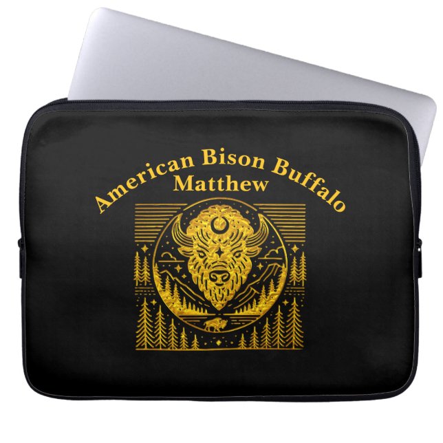 Capa Para Notebook Bison Head Silhouette Contra Fundo Das Montanhas (Frente)