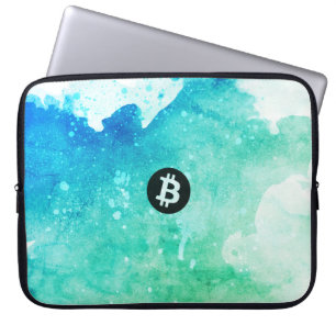 Capa Para Notebook Bitcoin Aquarela (Estilo 5 - Wave Rider)