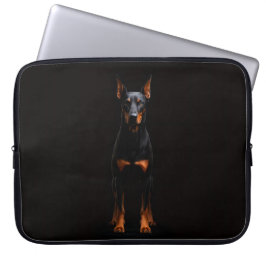 Capa Para Notebook Black 4 Luxe Laptop Sleeve, Guardian Doberman Dog