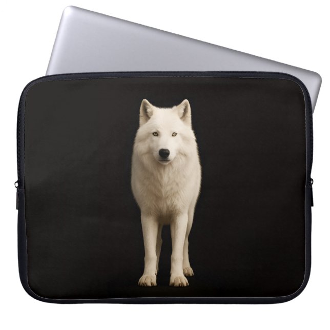 Capa Para Notebook Black 4 Luxe Laptop Sleeve, Ivory Arctic Wolf (Frente)