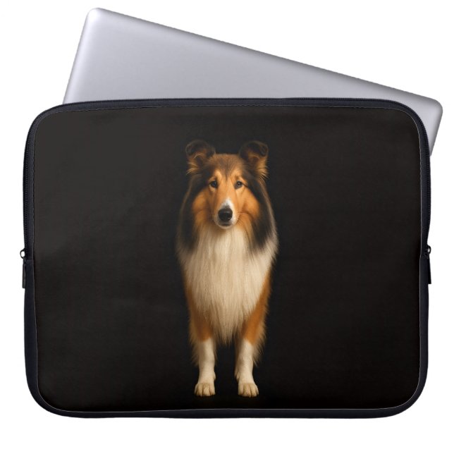 Capa Para Notebook Black 4 Luxe Laptop Sleeve, Loyal Collie Dog (Frente)