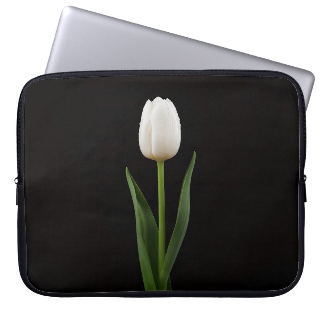 Capa Para Notebook Black 4 Luxe Laptop Sleeve, Pearl White Tulip (Frente)