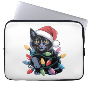 Capa Para Notebook Black Cat Natal Luz Engraçada Gato