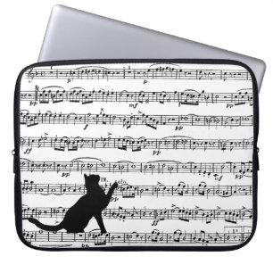 Capa Para Notebook Black Cat on Sheet Music