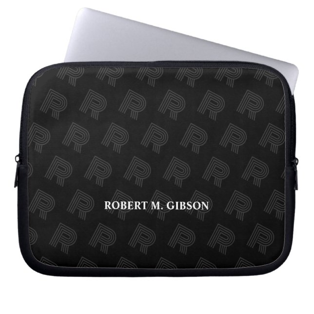 Capa Para Notebook Black Initial pattern Laptop Case for Anyone (Frente)