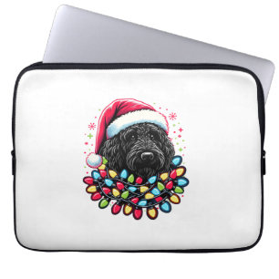 Capa Para Notebook Black Labradoodle Árvore de Natal Xmas Luz Doodal