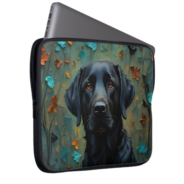 Capa Para Notebook Black Labrador in Leaves (Frente Esquerda)