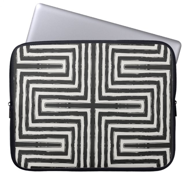 Capa Para Notebook Black Maze African Impressão White Leather Look (Frente)