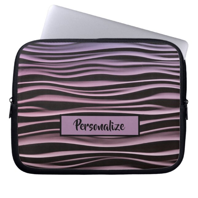 Capa Para Notebook Black Purple Modern Tech Waves Personalize (Frente)
