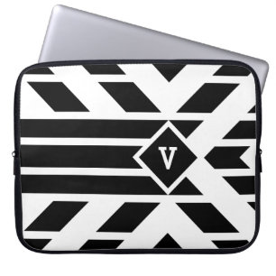 Capa Para Notebook Black Quadrilateral Strips em branco com monograma