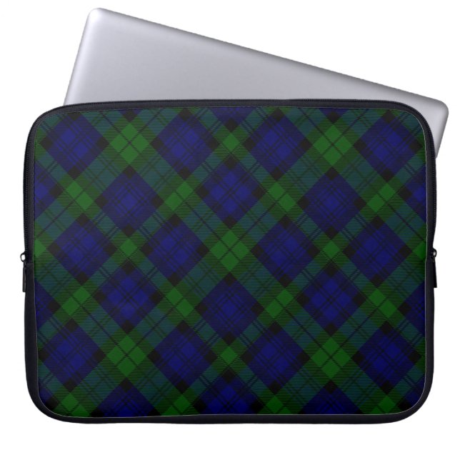 Capa Para Notebook Black Watch Tartan Blue Green Xadrez (Frente)