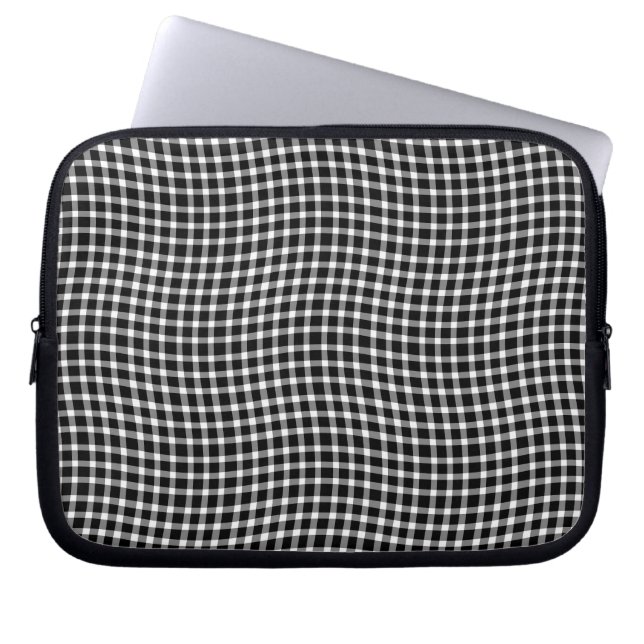 Capa Para Notebook Black White Plaid Checker Seamless Pattern (Frente)