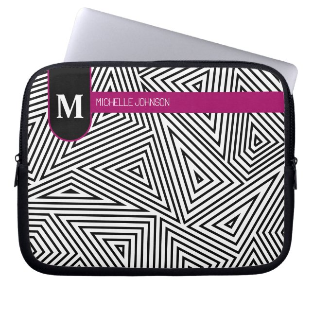 Capa Para Notebook Black White Triangle Pattern Laptop Case (Frente)