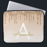 Capa Para Notebook Bling Dourado | Monograma de brilho brilhante de l<br><div class="desc">Frente de Ombre de Bling Dourada e Faux Derrubando Glitter Girly Modern Monogramo Primeiro Nome e Laptop Inicial. Entre em contato com o designer para obter itens correspondentes</div>