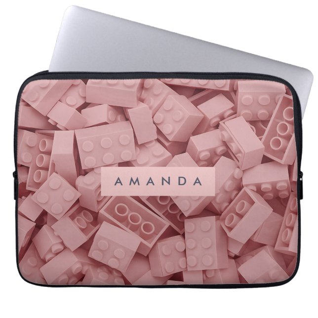Capa Para Notebook Bloco de Construção Rosa Pastel Personalizado (Frente)