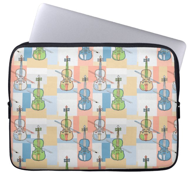 Capa Para Notebook Blocos Violinos Coloridos (Frente)