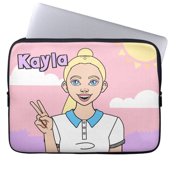 Capa Para Notebook Blona Cartoon Girl Pink School Caso Lápis (Frente)