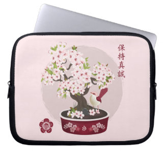 Capa Para Notebook Blossom floral bonsai ave design gráfico asiático