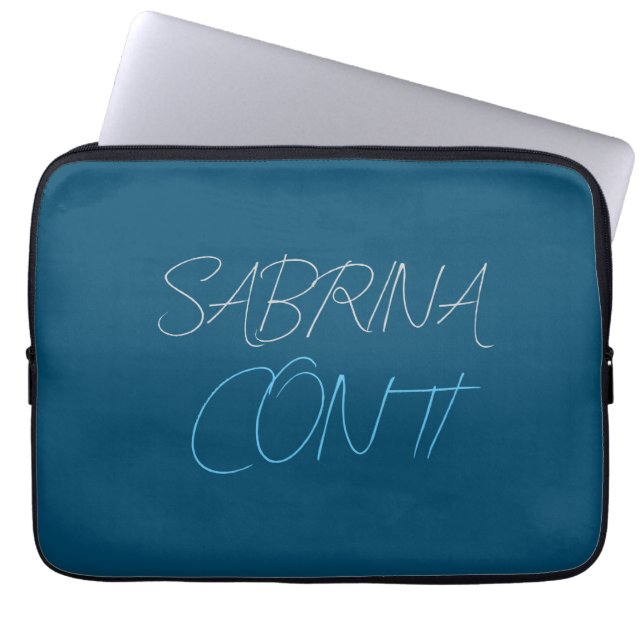 Capa Para Notebook Blue Add Name Modern Minimalist Plain (Frente)