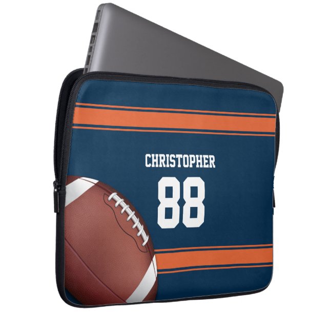 Capa Para Notebook Blue and Orange Strips Jersey Grid (Frente Esquerda)
