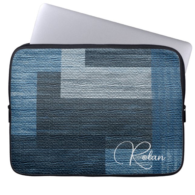 Capa Para Notebook Blue Jean patch Work (Frente)