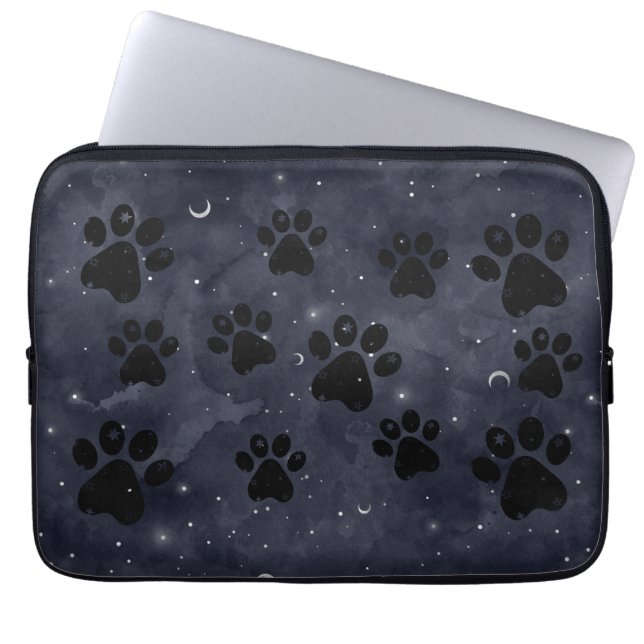 Capa Para Notebook Blue Paw Stars Moon Watercolor (Frente)