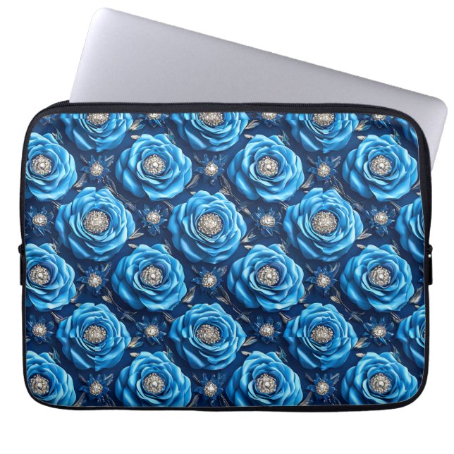 Capa Para Notebook Blue roses Luxury Floral Night Design🌹 (Frente)