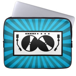 Capa Para Notebook Blue Sunburst DJ Turntable Music