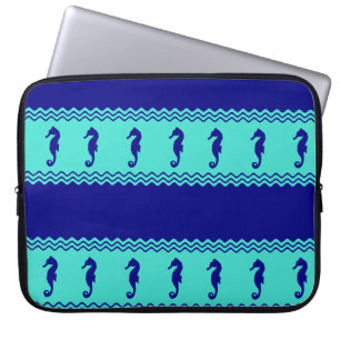 Capa Para Notebook Blue Turquoise Costeira Stripes
