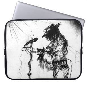 Capa Para Notebook Blues Music Guitar Player e Banda no Palco