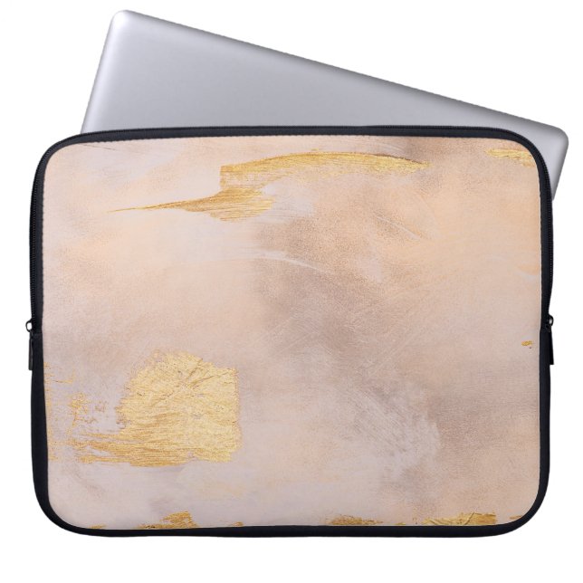 Capa Para Notebook Blush Dourado rosa e textura Dourada (Frente)