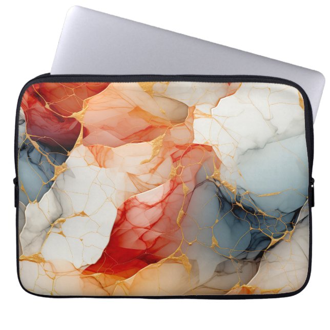 Capa Para Notebook Blush & Ivory Marble with Golden Veins (Frente)