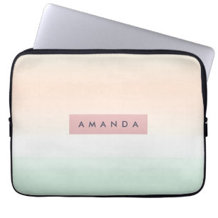 Capa Para Notebook Blush Personalizado e Ombre Pastel Rosa e Verde Me