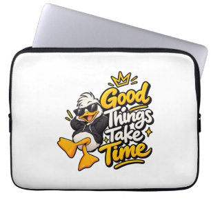 Capa Para Notebook Boas Coisas Levam Tempo Camiseta Funny Cool Duck D